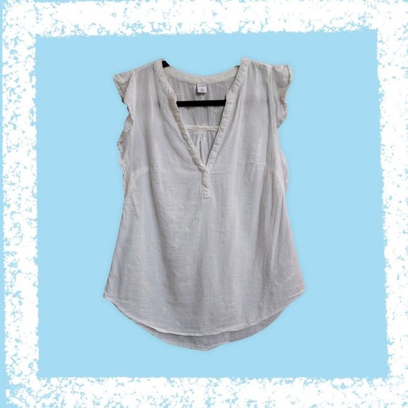 Old Navy Linen-Like Sheer Embellished Lightweight Sleeveless Blouse Tank Tee - Picture 5 of 8